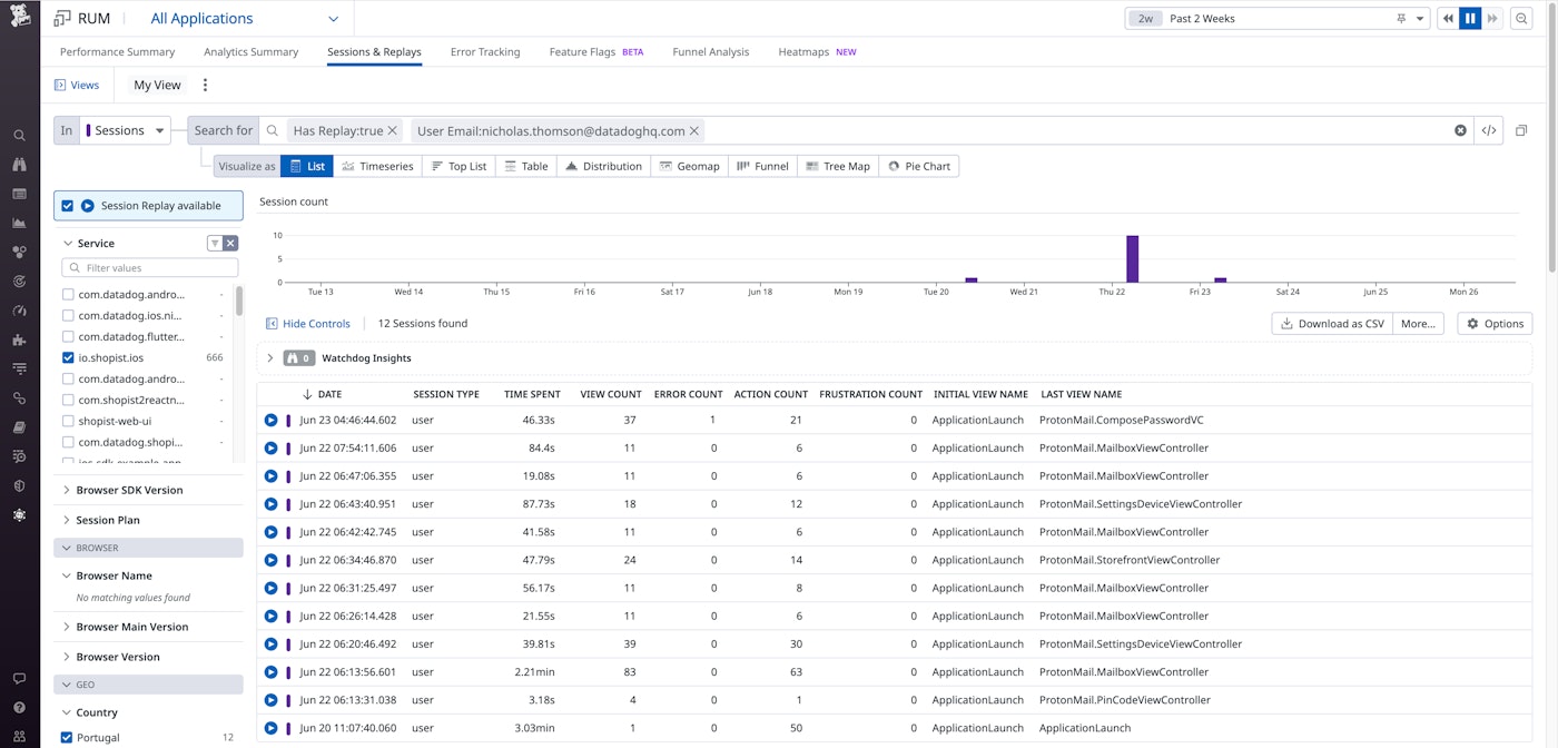 Filter your sessions to easily surface those relevant to your investigation Filter your sessions to easily surface those relevant to your investigation